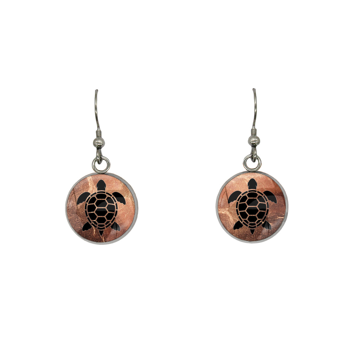 TURTLE DANGLE DROP CIRCLE EARRINGS - in Circle Box