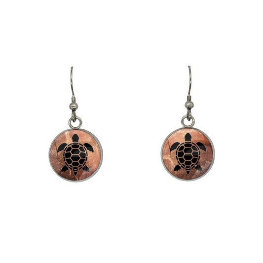 TURTLE DANGLE DROP CIRCLE EARRINGS - in Circle Box