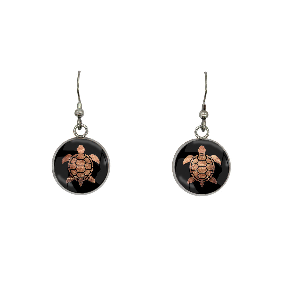 TURTLE DANGLE DROP CIRCLE EARRINGS - in Circle Box