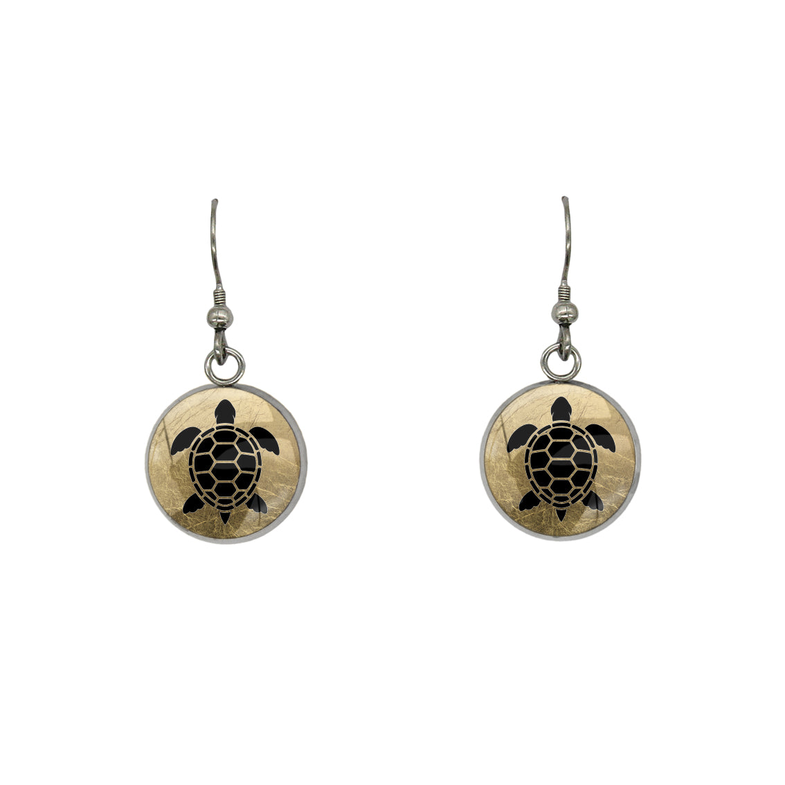 TURTLE DANGLE DROP CIRCLE EARRINGS - in Circle Box