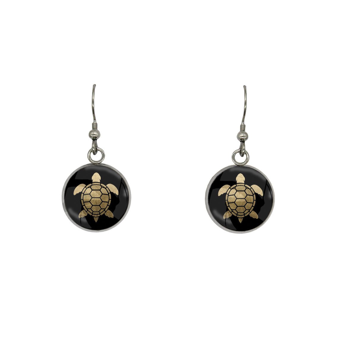 TURTLE DANGLE DROP CIRCLE EARRINGS - in Circle Box