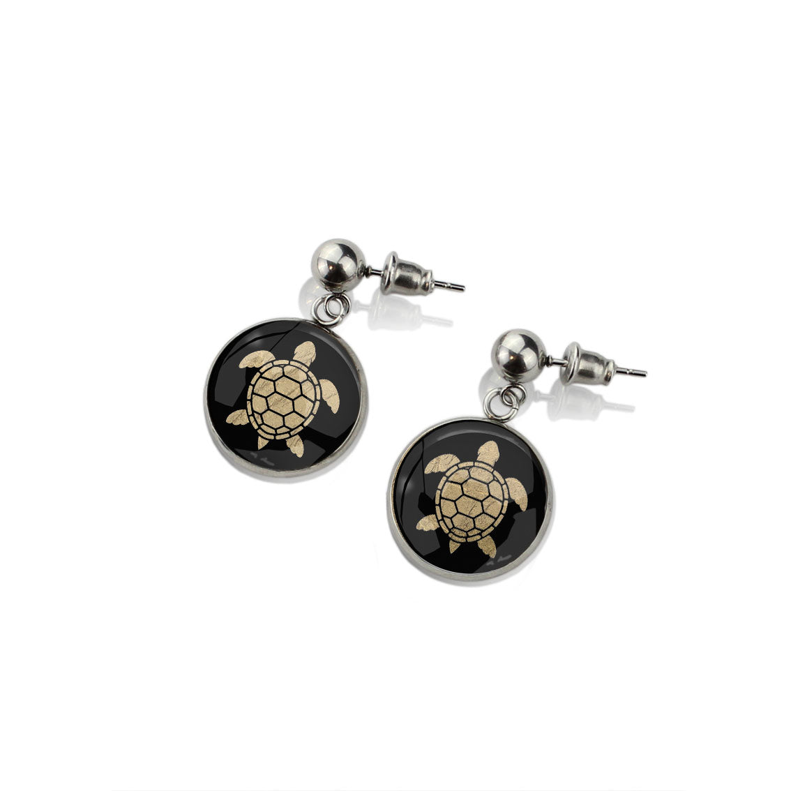 TURTLE DANGLE DROP CIRCLE EARRINGS - in Circle Box