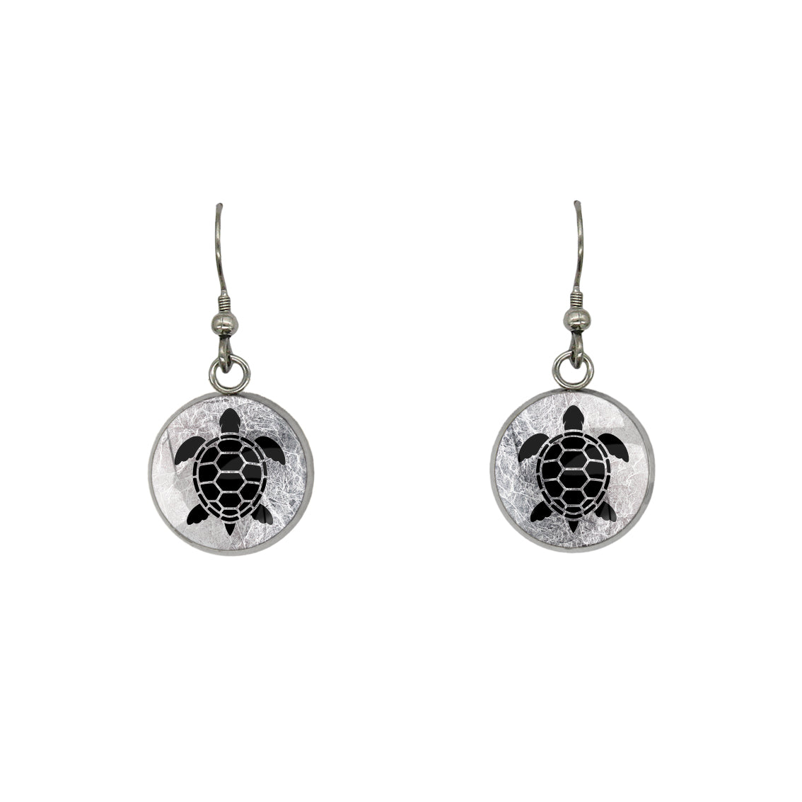TURTLE DANGLE DROP CIRCLE EARRINGS - in Circle Box