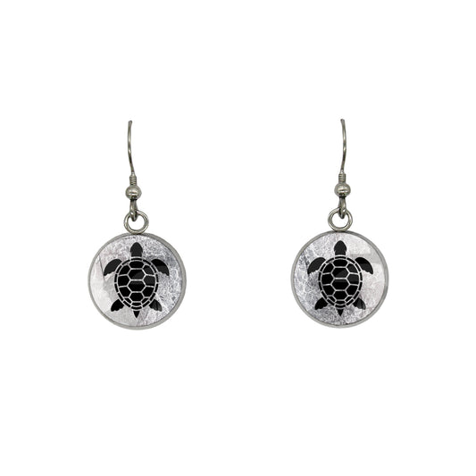 TURTLE DANGLE DROP CIRCLE EARRINGS - on Satchel