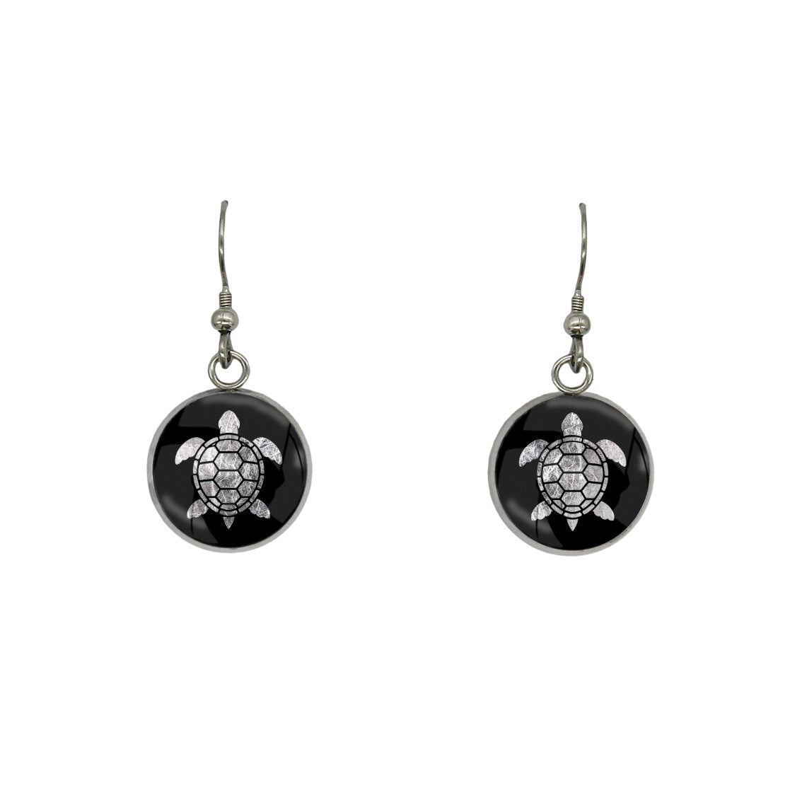 TURTLE DANGLE DROP CIRCLE EARRINGS - in Circle Box