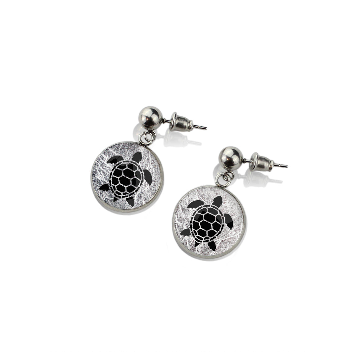 TURTLE DANGLE DROP CIRCLE EARRINGS - in Circle Box
