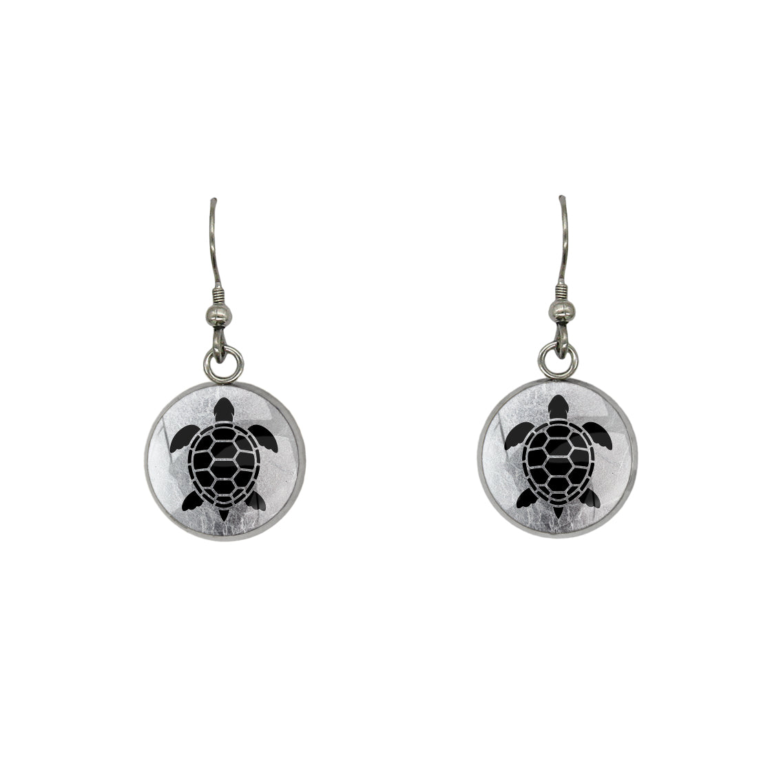 TURTLE DANGLE DROP CIRCLE EARRINGS - in Circle Box