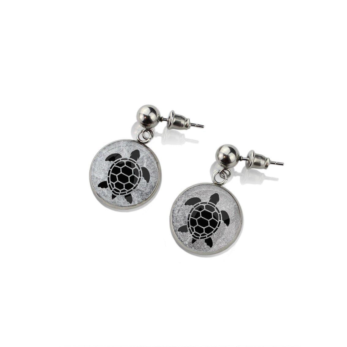 TURTLE DANGLE DROP CIRCLE EARRINGS - in Circle Box