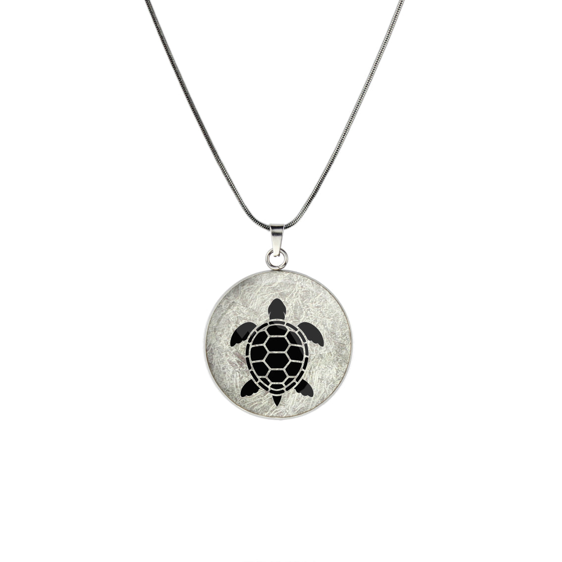 TURTLE CIRCLE PENDANT ON A CHAIN NECKLACE - in Circle Box