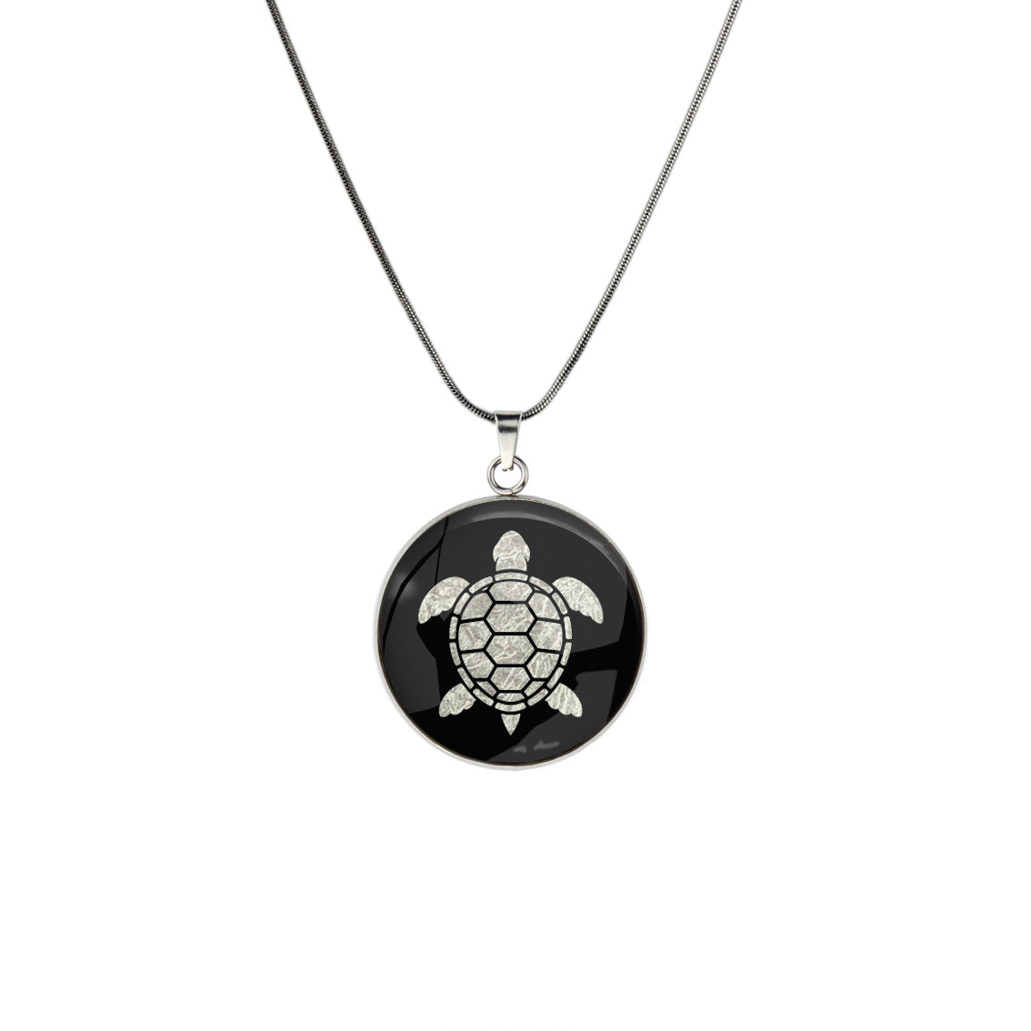 TURTLE CIRCLE PENDANT ON A CHAIN NECKLACE - in Circle Box