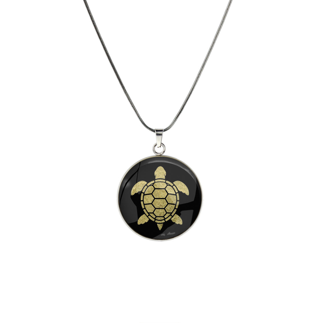 TURTLE CIRCLE PENDANT ON A CHAIN NECKLACE - in Circle Box