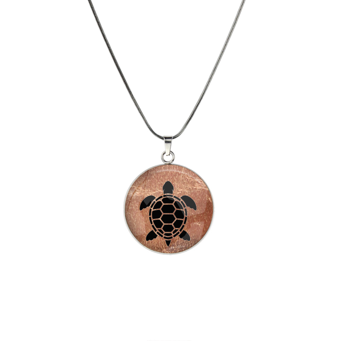 TURTLE CIRCLE PENDANT ON A CHAIN NECKLACE - in Circle Box