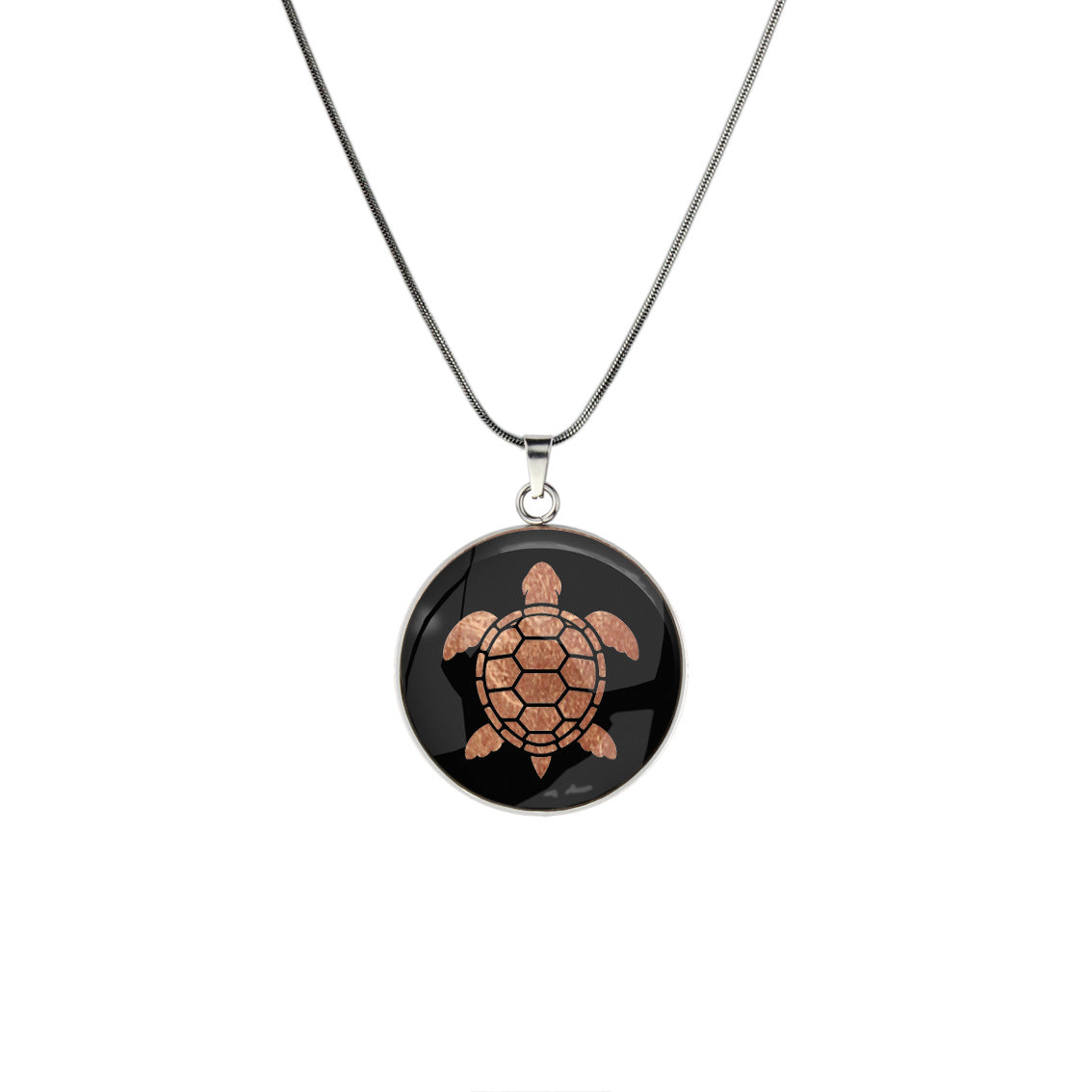 TURTLE CIRCLE PENDANT ON A CHAIN NECKLACE - in Circle Box