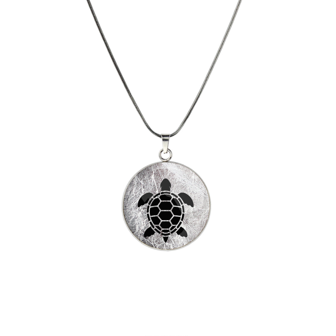 TURTLE CIRCLE PENDANT ON A CHAIN NECKLACE - in Circle Box