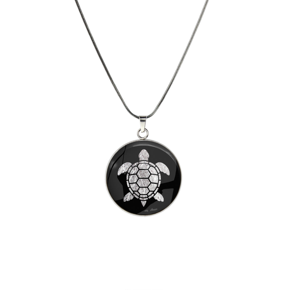 TURTLE CIRCLE PENDANT ON A CHAIN NECKLACE - in Circle Box