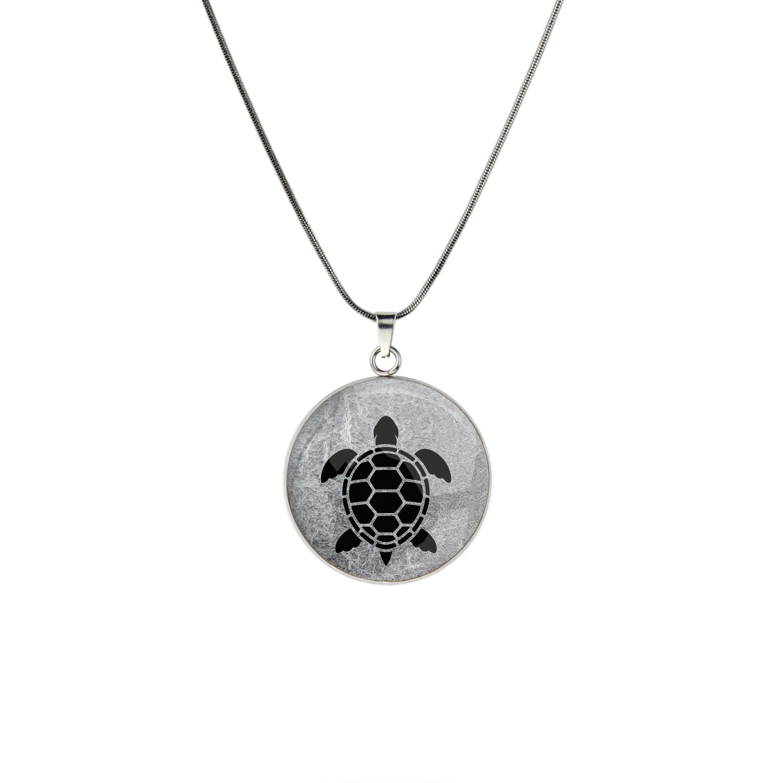 TURTLE CIRCLE PENDANT ON A CHAIN NECKLACE - in Circle Box