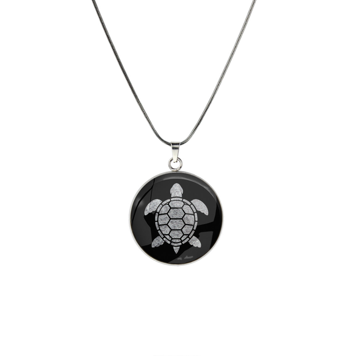 TURTLE CIRCLE PENDANT ON A CHAIN NECKLACE - in Circle Box