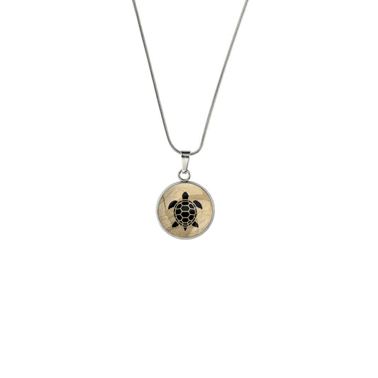 TURTLE XS CIRCLE PENDANT ON A CHAIN NECKLACE - in Circle Box