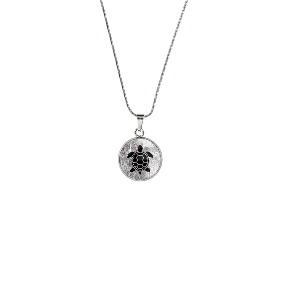 TURTLE XS CIRCLE PENDANT ON A CHAIN NECKLACE - in Circle Box