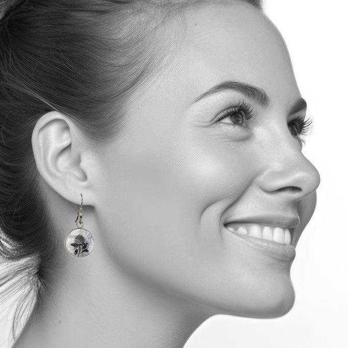 AUSTRALIAN NATIVE FLORA - WARATAH TELOPEA CIRCLE EARRINGS - D932 - in Circle Box