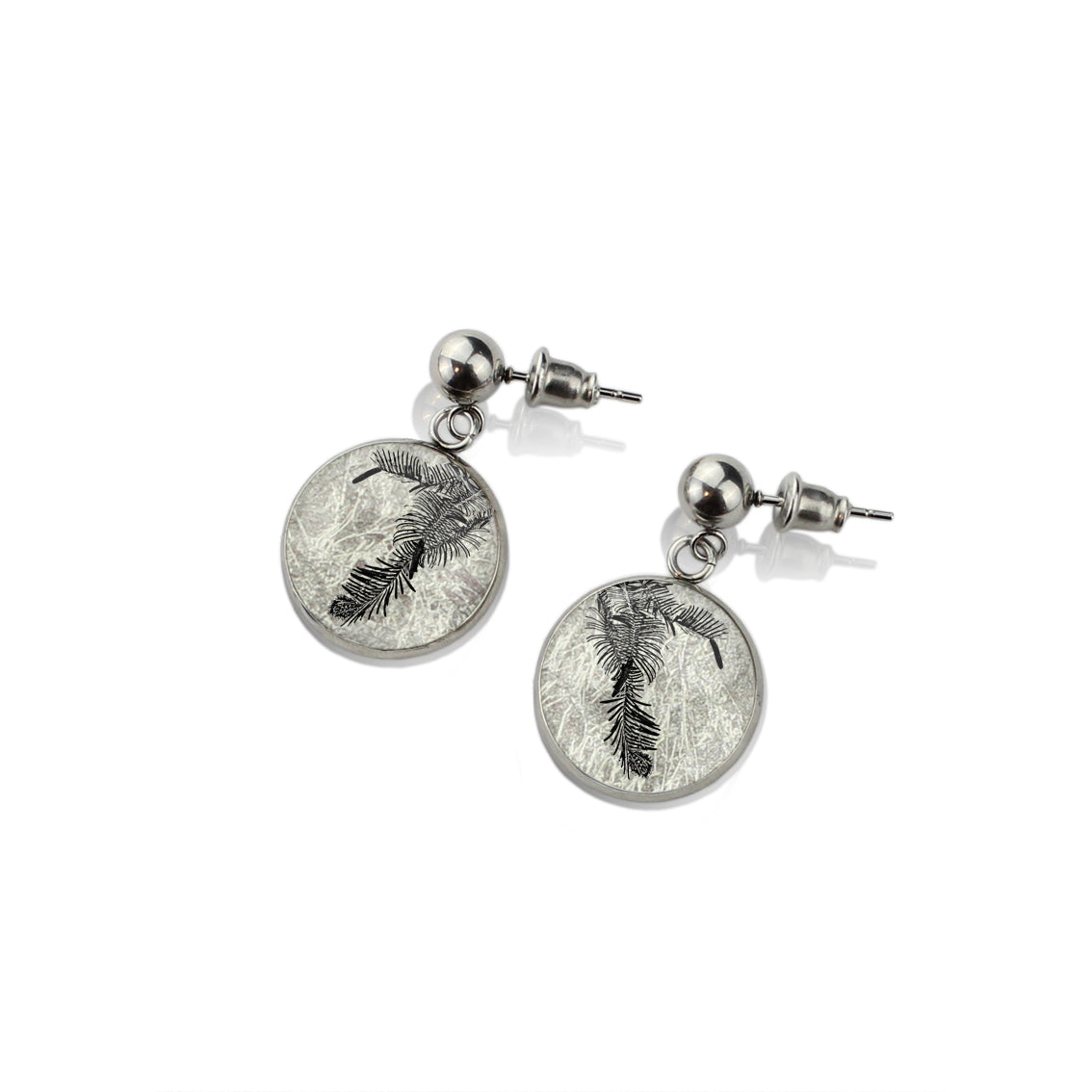 AUSTRALIAN NATIVE FLORA - WOLLEMI PINE CIRCLE EARRINGS - D936S - on Satchel