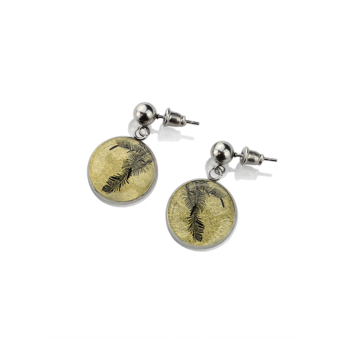 AUSTRALIAN NATIVE FLORA - WOLLEMI PINE CIRCLE EARRINGS - D936 - in Circle Box
