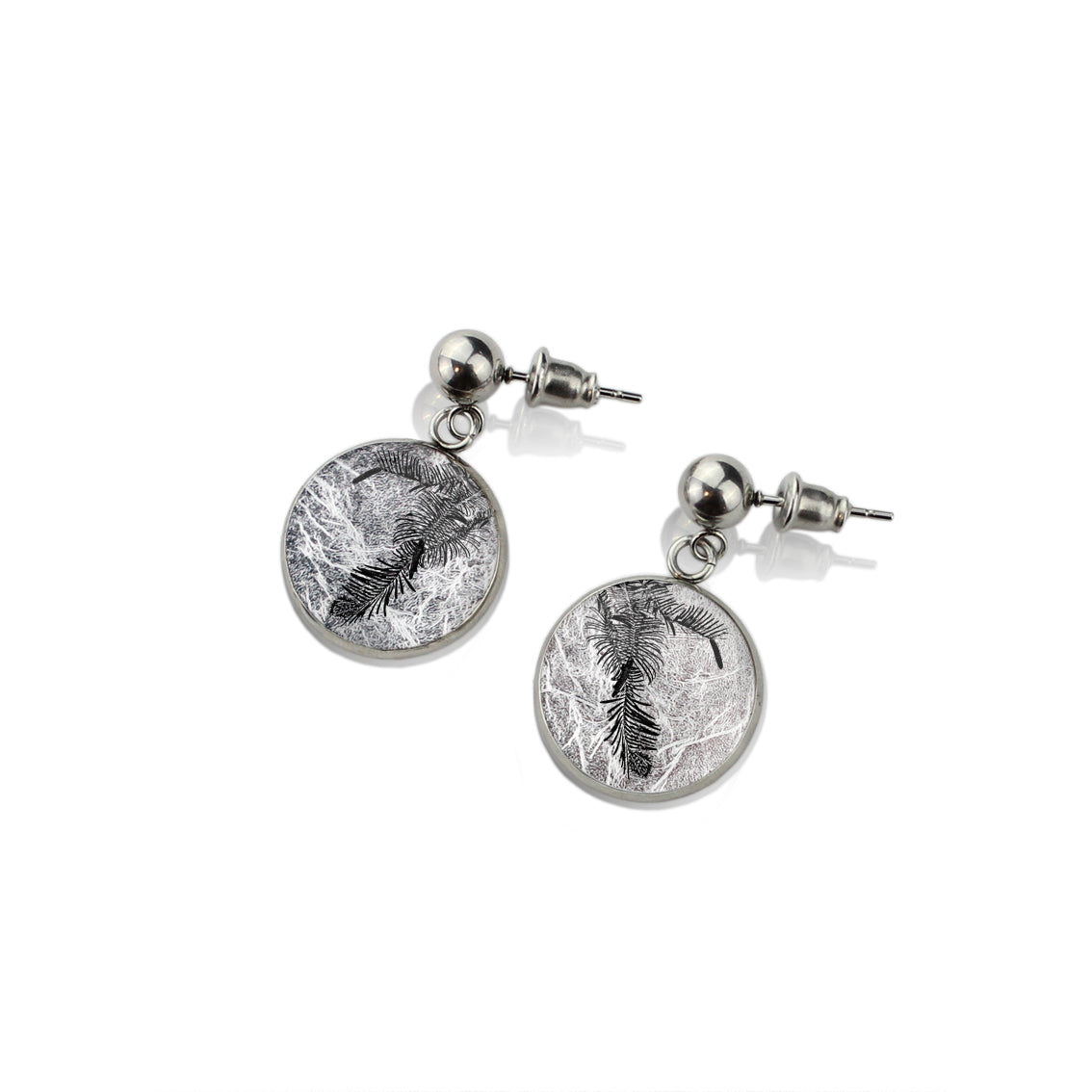 AUSTRALIAN NATIVE FLORA - WOLLEMI PINE CIRCLE EARRINGS - D936 - in Circle Box