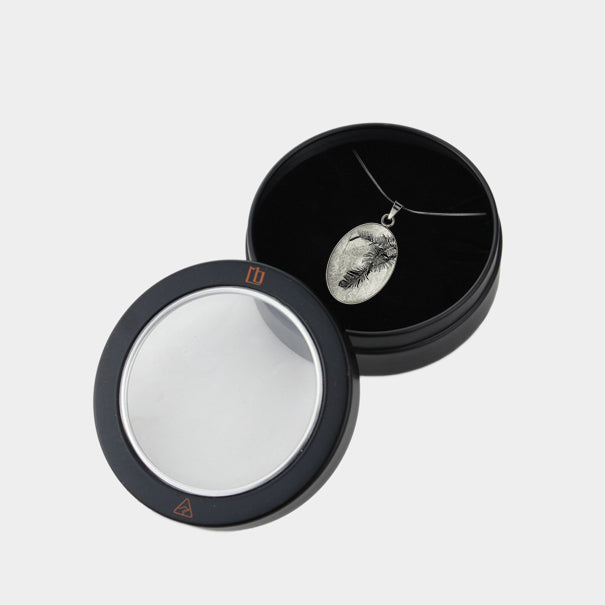 AUSTRALIAN NATIVE FLORA - WOLLEMI PINE OVAL CIRCLE PENDANT ON A CHAIN NECKLACE - D938 - in Circle Box