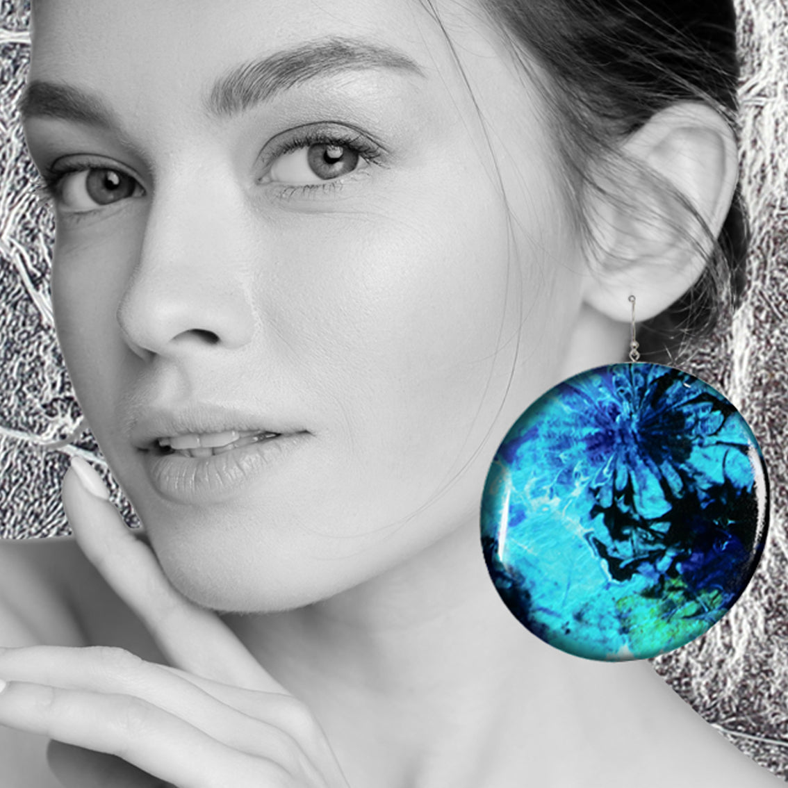 MEDITATION BLUE DISC X LARGE STATEMENT EARRINGS - ST033