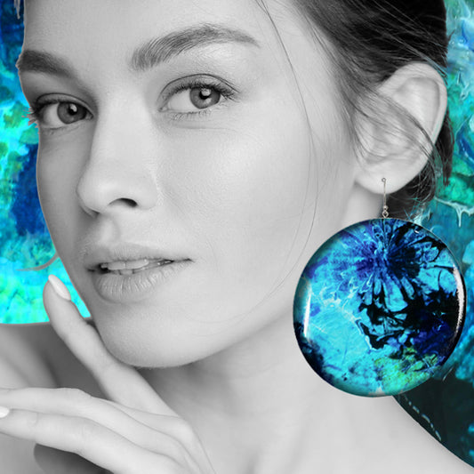 MEDITATION BLUE DISC X LARGE STATEMENT EARRINGS - ST033