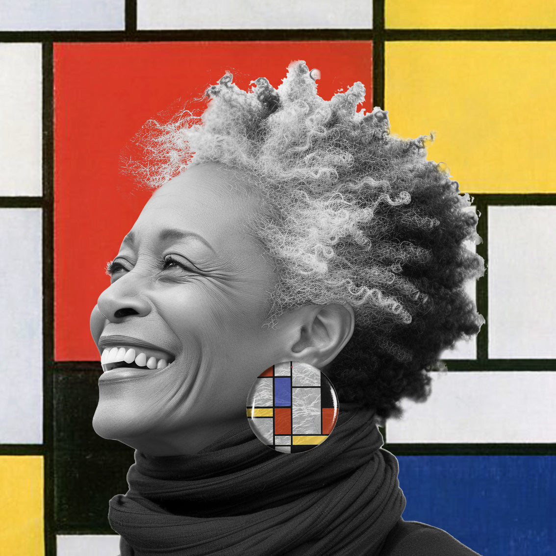 MONDRIAN DISC LARGE STATEMENT EARRINGS - ST021