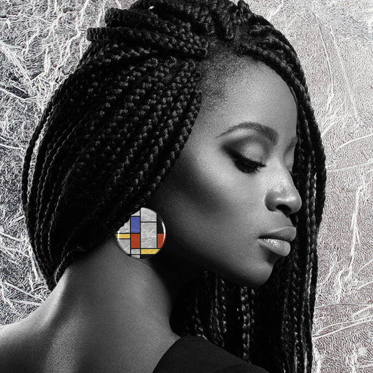 MONDRIAN DISC MEDIUM STATEMENT EARRINGS - ST026