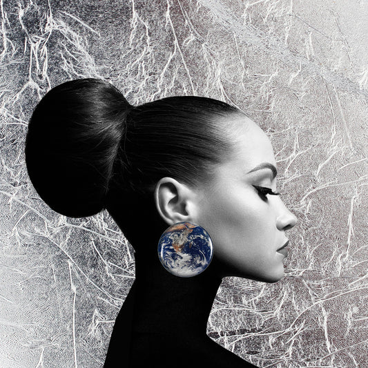 PLANET EARTH DISC LARGE STATEMENT EARRINGS - ST022