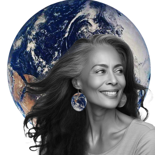 PLANET EARTH DISC LARGE STATEMENT EARRINGS - ST032