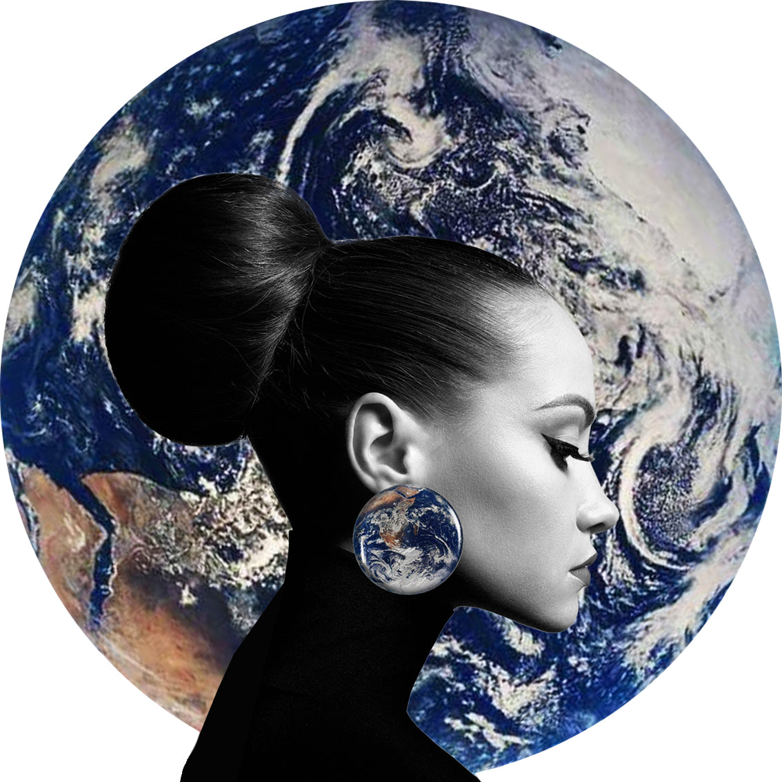 PLANET EARTH DISC LARGE STATEMENT EARRINGS - ST022