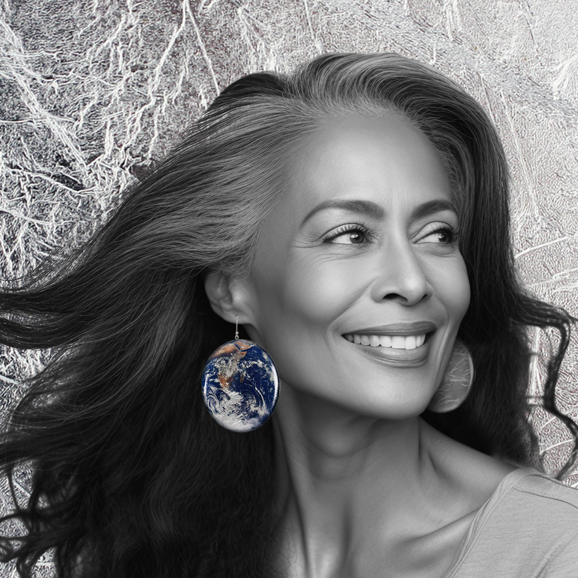 PLANET EARTH DISC LARGE STATEMENT EARRINGS - ST032