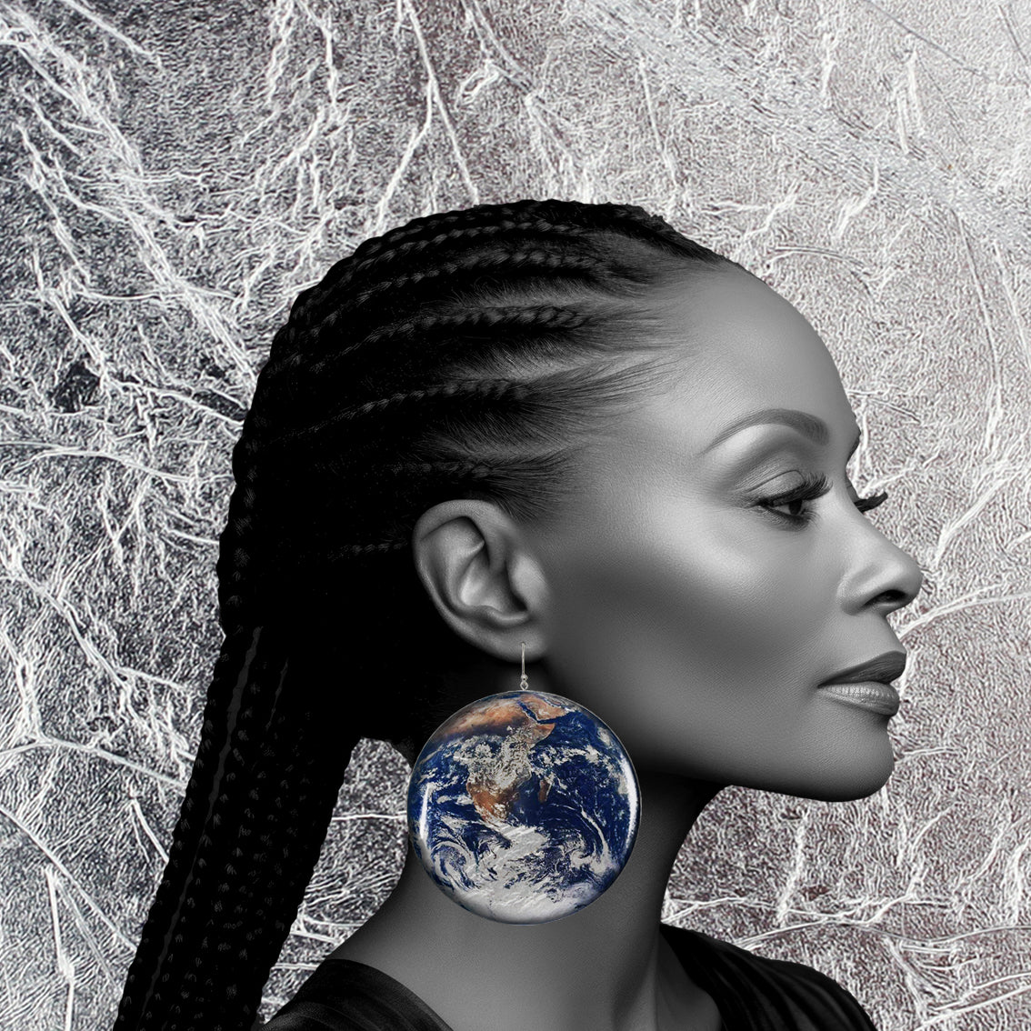 PLANET EARTH DISC X LARGE STATEMENT EARRINGS - ST036