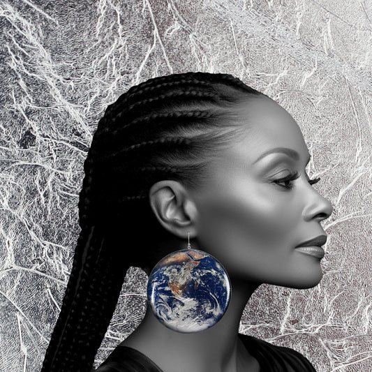 PLANET EARTH DISC X LARGE STATEMENT EARRINGS - ST036