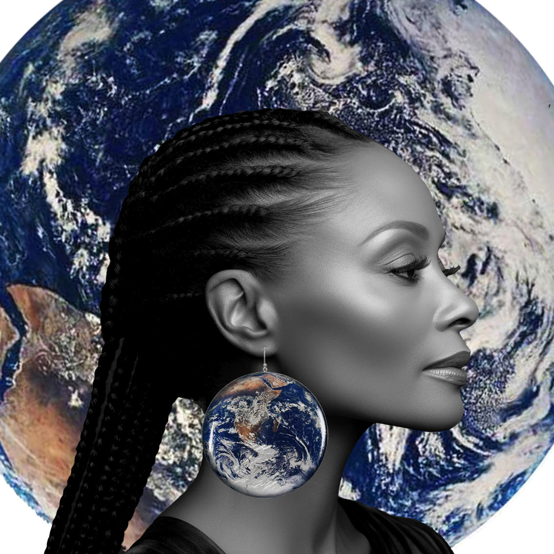 PLANET EARTH DISC X LARGE STATEMENT EARRINGS - ST036