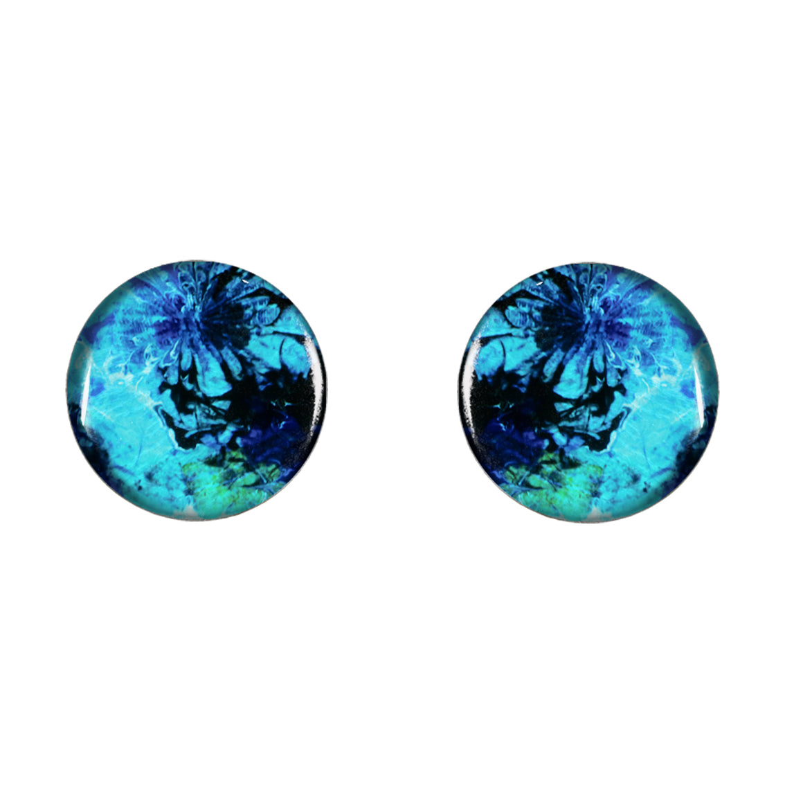 MEDITATION BLUE DISC LARGE STATEMENT EARRINGS - ST018