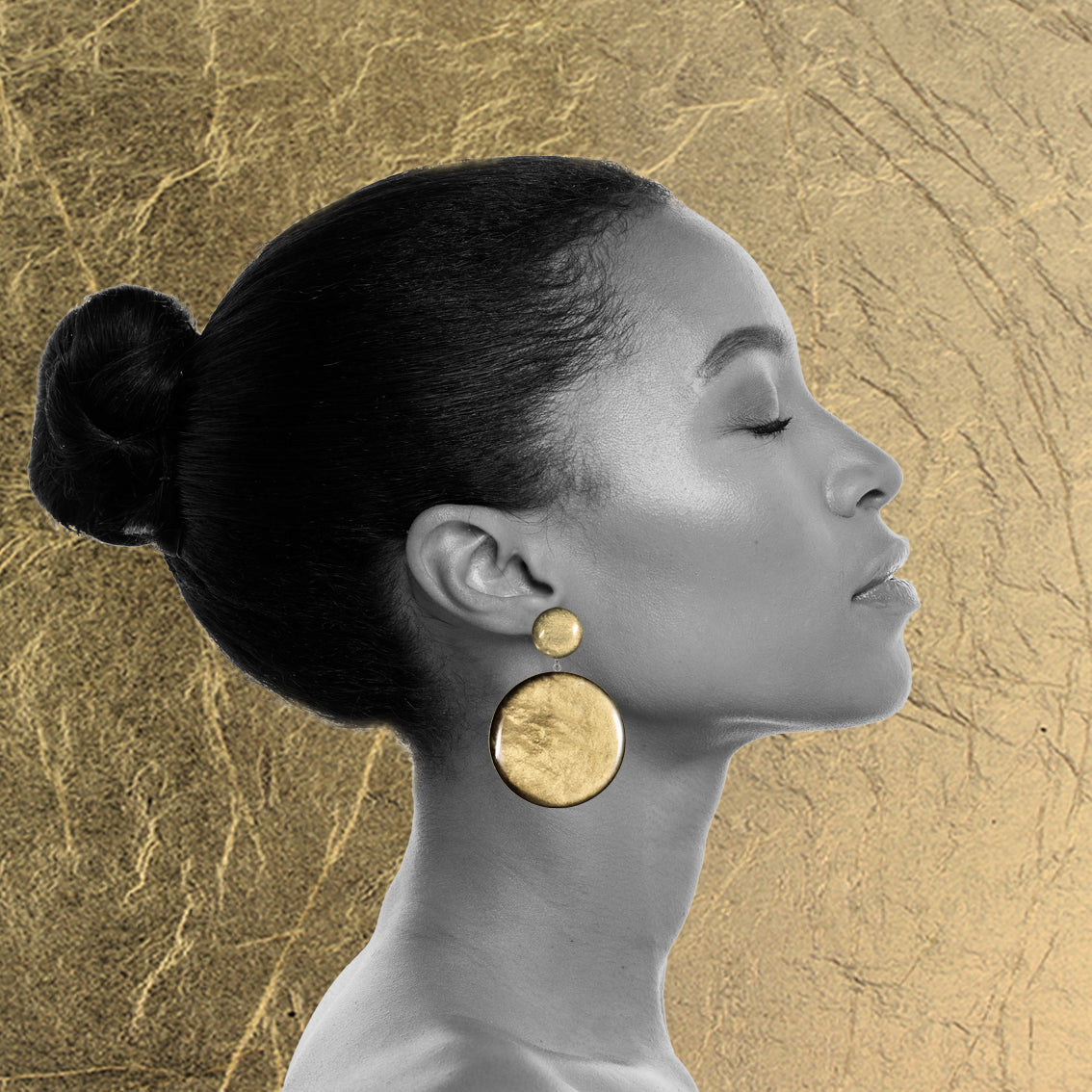 ASTRE DOUBLE DISC MEDIUM STATEMENT EARRINGS - ST039