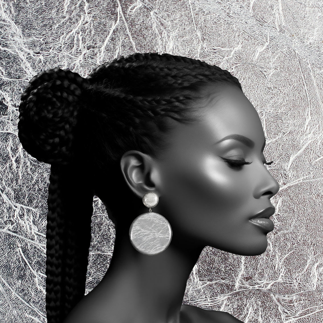 ASTRE DOUBLE DISC MEDIUM STATEMENT EARRINGS - ST039