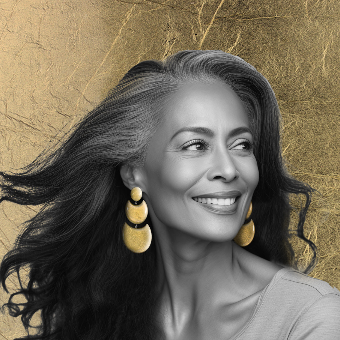 MOON ECLIPSE 3 LEVELS STATEMENT EARRINGS - ST014