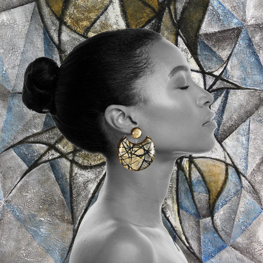 KALEIDOSCOPE MOON ECLIPSE LARGE STATEMENT EARRINGS - ST009