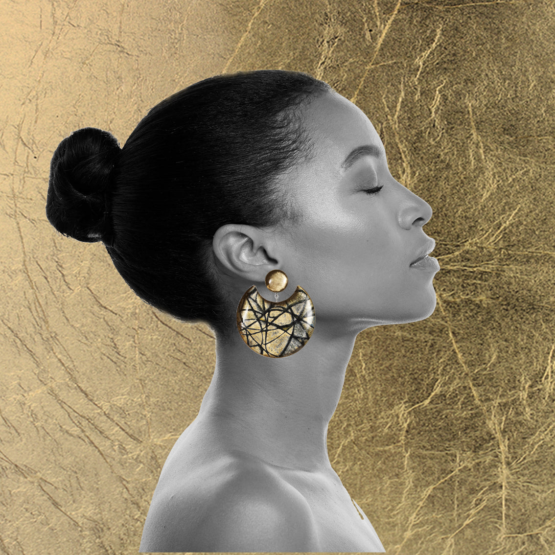 KALEIDOSCOPE MOON ECLIPSE LARGE STATEMENT EARRINGS - ST009