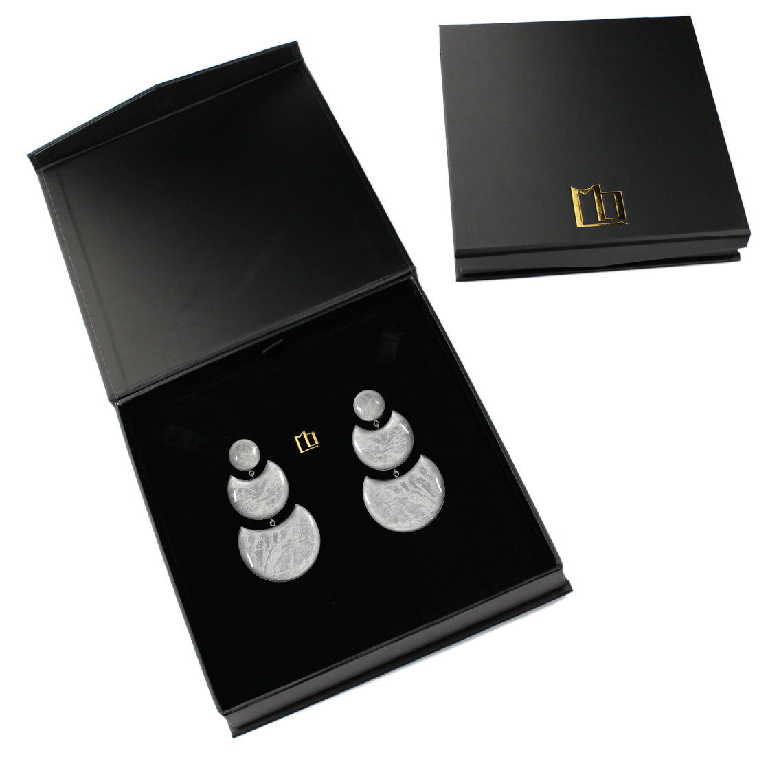 MOON ECLIPSE 3 LEVELS STATEMENT EARRINGS - ST014