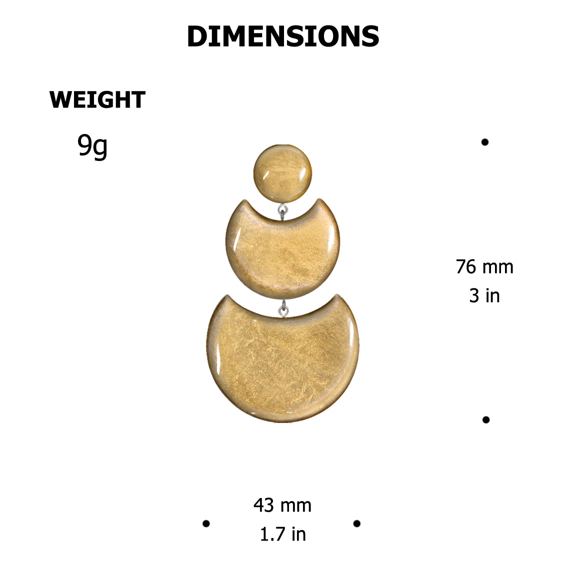 MOON ECLIPSE 3 LEVELS STATEMENT EARRINGS - ST014