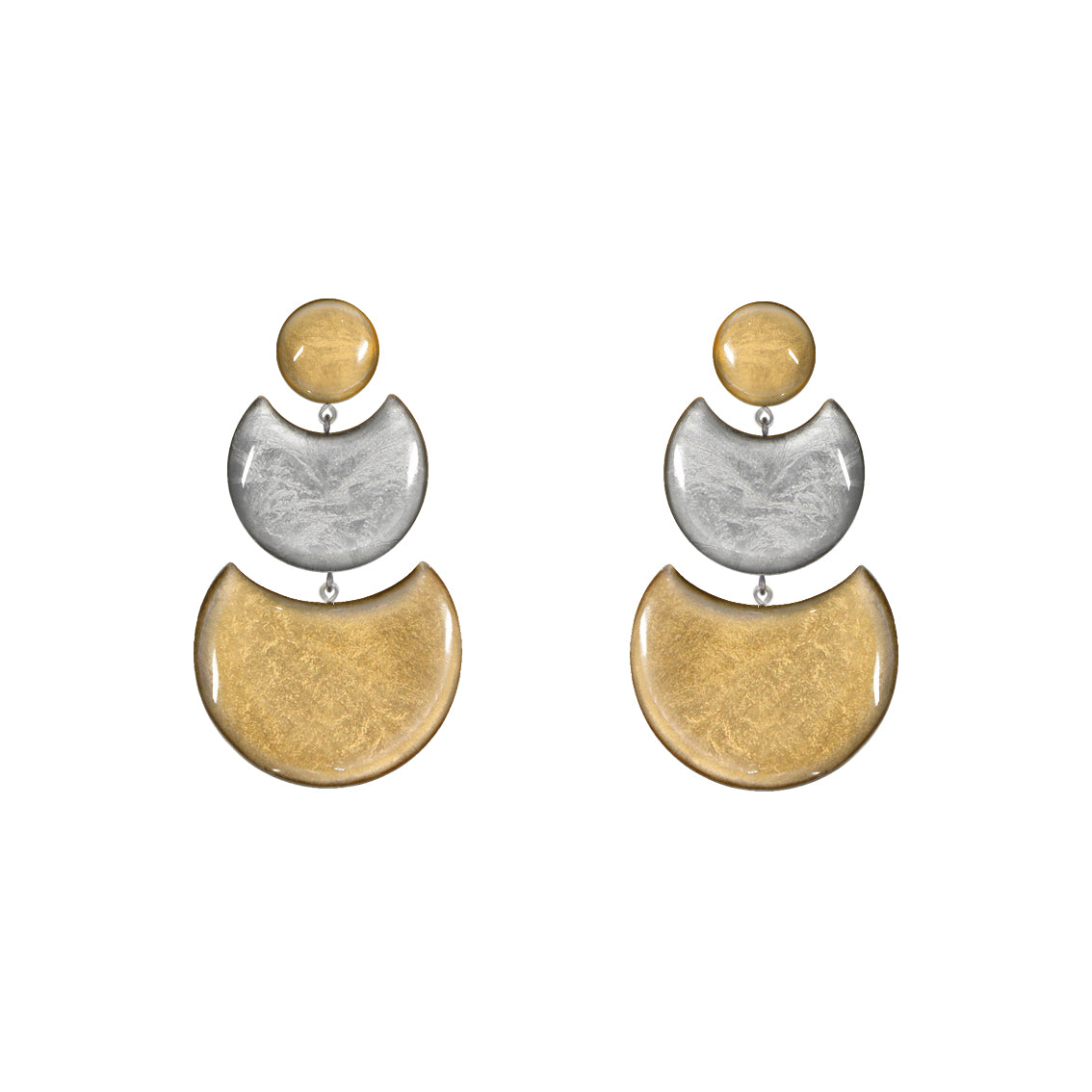 MOON ECLIPSE 3 LEVELS STATEMENT EARRINGS - ST014