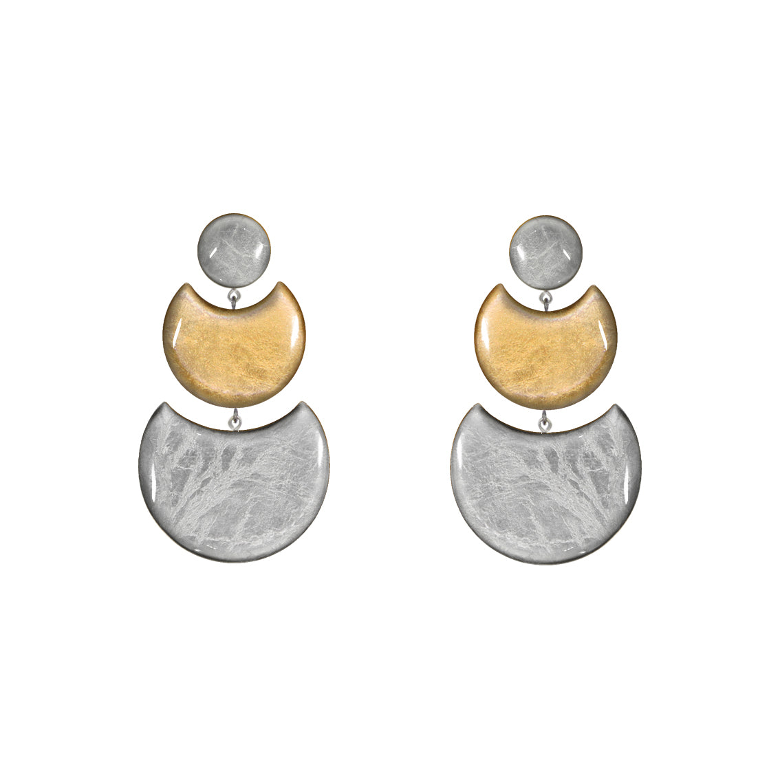 MOON ECLIPSE 3 LEVELS STATEMENT EARRINGS - ST014