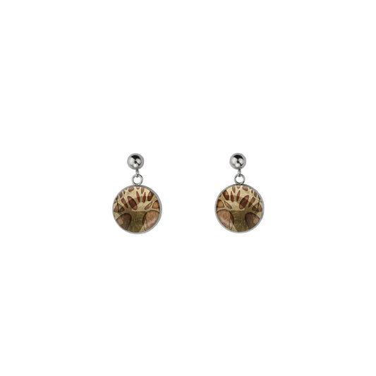 NAKED TREE EARTHY DANGLE DROP CIRCLE EARRINGS - M204 - in Circle Box